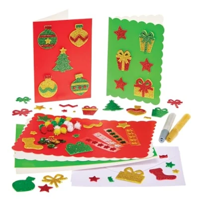 Imagen de Baker Ross FX892 Kit de Tarjetería Navideña 1 kit, y Decoración para Niños