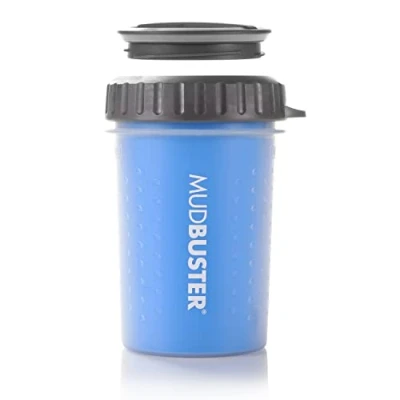 Imagen de Dexas Lidded MudBuster Limpiador portátil para patas de perro, tamaño mediano, color azul