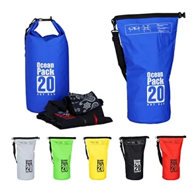 Imagen de Relaxdays Bolsa Estanca 20L Ligera, PVC, Azul, 60 x 25 0.5 cm