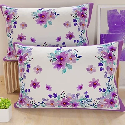 Imagen de PETTI Artigiani Italiani Par de Fundas cojín Microfibra 145 x 40 cm, para decoración Dormitorio, sofá, salón, Juego 2 cojín, Funda Almohada Floral Violeta, 100% Made in