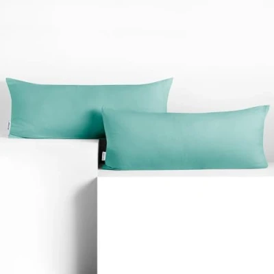 Imagen de DecoKing 2 Fundas de Almohada 40 x 120 cm, algodón, con Cremallera, Color Turquesa Claro y ámbar