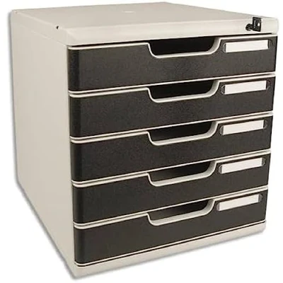 Imagen de EXACOMPTA Módulo de clasificación Modulo 5 cajones, cierre llave. Dimensiones: 28,8 x 32 35 cm. gris y negro