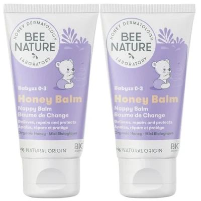 Imagen de Bee Nature Crema Orgánica para Pañales de Bebé Bálsamo con Miel Alivia la Dermatitis del Pañal y el Enrojecimiento 99% Natural Regenera 2 piezas (2 x 50ml)