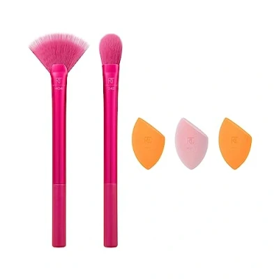Imagen de Real Techniques Limited Edition Starlite Nights Brush + Sponge Kit, Makeup &amp; Blending Set, For Concealer, Foundation, Powder, Matte or Dewy Skin, 5 Piece Gift Set