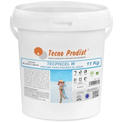 Imagen de Tecno Prodist TECPISCEL W Pintura piscinas al agua (11 Kg BLANCO) Alta resistencia y durabilidad Gran cubrición, flexibilidad, adherencia Fácil Aplicación