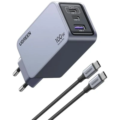 Imagen de Cargador Ugreen Nexode Pro 3 Puertos Usb Gan 100w Gris