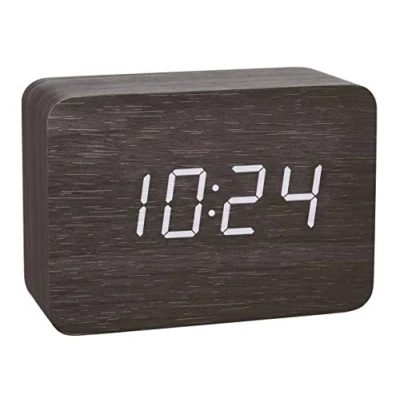 Imagen de TFA Dostmann Reloj despertador controlado por radio Clocco Design con aspecto de madera, 60.2549.01, plástico, blanco/negro, 100 mm largo x 41 ancho 70 alto