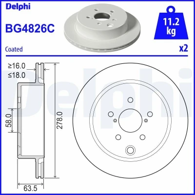 Imagen de DELPHI BG4826C Disco de freno 278 18 5 ventilado revestido sin procesar cojinete rueda, anillo sensor ABS SUBARU: Forester IV