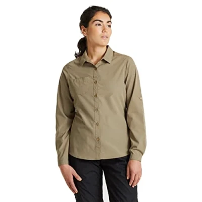 Imagen de Craghoppers Expert Womens Kiwi Long Sleeved Shirt Camisa Abotonada, Pebble, 14 Mujer