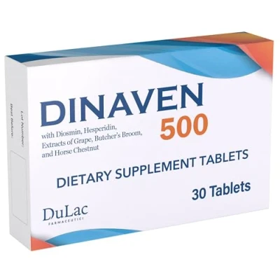 Imagen de DuLàc, Dinaven 500, Complemento Alimenticio a Base de Diosmina y Hesperidina para Piernas Pesadas e Hinchadas, Microcirculación Varices, 30 Comprimidos 650 mg