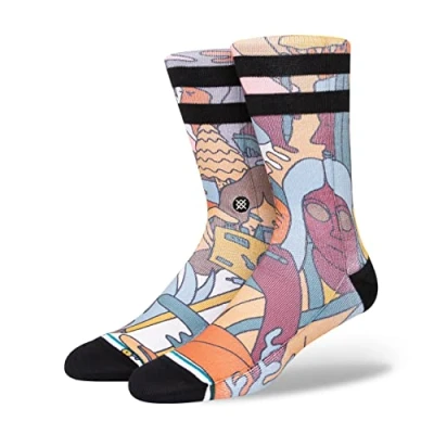 Imagen de Stance Calication Crew Calcetines Blanco Multicolor Estampado Calf, blanco, L