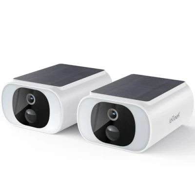 Imagen de ieGeek 2K Camara Vigilancia WiFi Exterior Solar, Cámara de Seguridad sin Cables con Panel Solar Integrado, Visión Nocturna en Color, 2.4GHz, PIR Movimiento Detección, Audio Bidireccional
