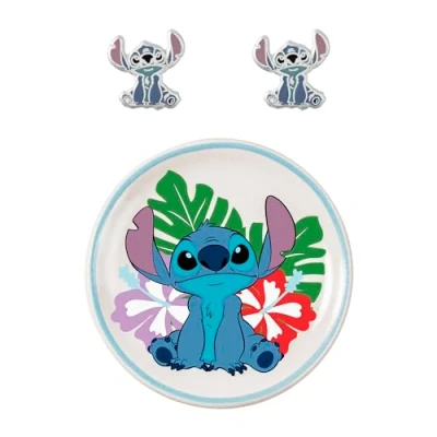Imagen de Disney Lilo and Stitch SF00678L.PH Juego de pendientes y bandeja para baratijas, talla única, Latón, No es una piedra preciosa