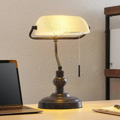 Imagen de Lámpara de mesa Lindby Profina, 39 cm, marrón óxido, acero