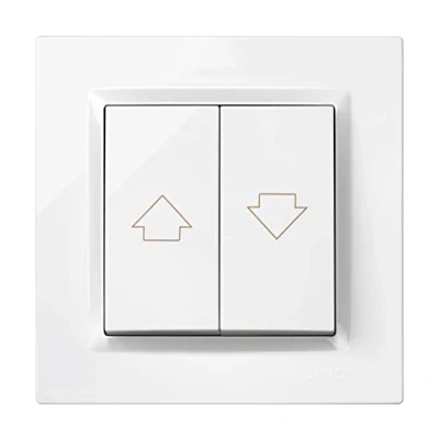 Imagen de Simon Pulsador de Persianas, Interruptor Empotrable Pared, Serie 10, Fácil Instalar, Apto para Interiores, Incluye Marco, Tapa y Mecanismo, Inteligente Color Blanco