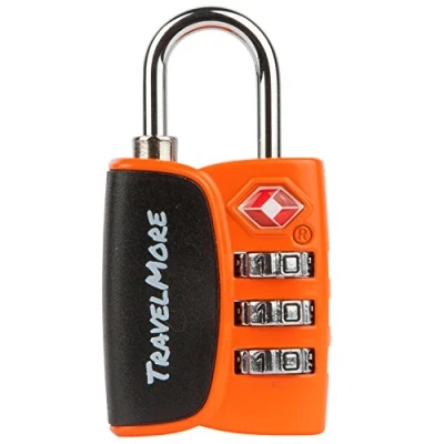 Imagen de Paquete de 1 Candado Para Equipaje con Combinación 3 Dígitos Aprobado por la TSA e Indicador Alerta Apertura Maletas y (Naranja)