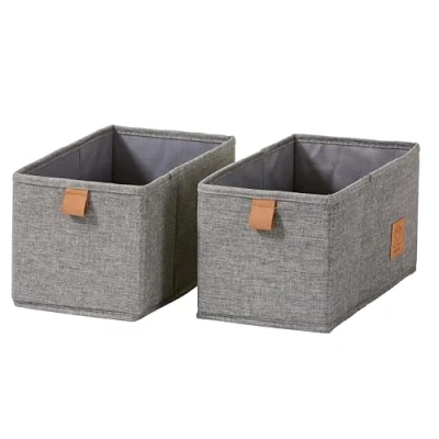 Imagen de LOVE IT STORE Premium Cajonera de 2 piezas Organizador para el armario lino Reforzado con cartón Juego dos cajas pequeñas Gris 15 x 30 cm
