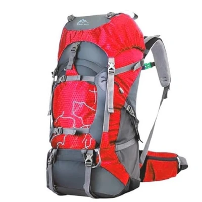 Imagen de ded Mochila de senderismo para viajes montañismo escalada camping trekking 70L macuto impermeable. Color rojo
