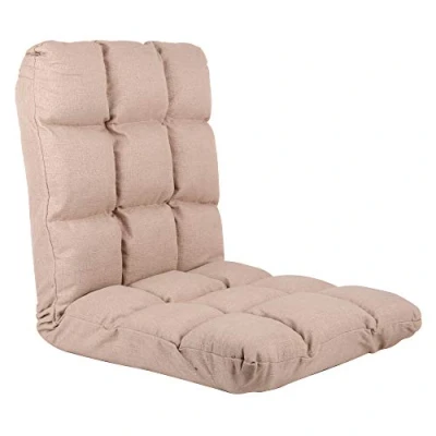 Imagen de UNUS Cojín para silla de suelo con respaldo ajustable, ideal como meditación, lectura o estadio, color beige