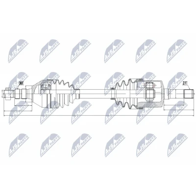 Imagen de NTY NPW PL 033 Árbol de Transmisión Eje delantero, derecha 618 automática OPEL: Insignia A Sports Tourer