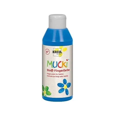Imagen de KREUL 28404 Mucki Pintura Luminosa para Dedos de Tela, 250 ml en Azul, a Base Agua, sin parabenos, Gluten, lactosa y Vegana, Blue,