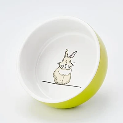Imagen de Nobby Cuenco de cerámica para roedores Rabbit, Color Verde/Blanco, diámetro 11 cm x 4,5