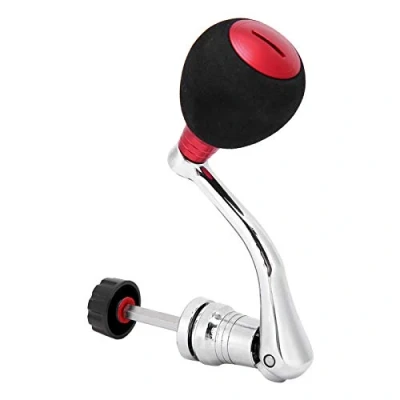 Imagen de Manija del Carrete Reemplazo Pieza de Agarre la manivela eléctrica Metal Brazo oscilante Giratorio Pesca Agarre(Large Rojo)