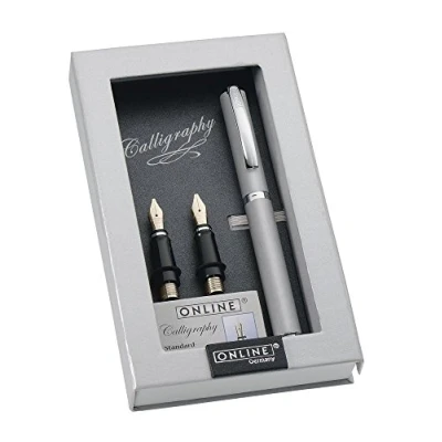 Imagen de Online Schreibgeräte 36645 Set plumas de caligrafía, color plata