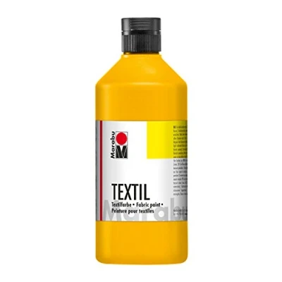 Imagen de Marabu 17160075021 pintura textil amarilla media 500 ml, al agua para tejidos de colores claros, lavable hasta 60C, tacto suave, fácil fijar con la plancha o horno