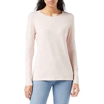 Imagen de Amazon Essentials Camiseta de Cuello Caja, Manga Larga y Ajuste Clásico (Disponible en Tallas Grandes) Mujer, Rosa Pálido, M