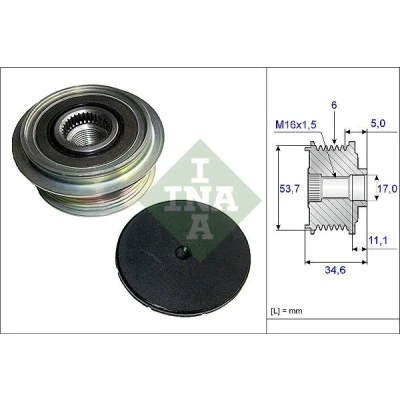 Imagen de INA 535 0125 10 Rueda Libre Alternador 34,6 se requiere herramiente especial para montaje FORD: S Max Mk1, MONDEO 4 Turnier,