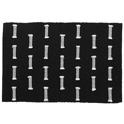 Imagen de Douceur d&#039;Intérieur Juline Alfombra, Rectangular, 50 x 80 cm, Negra, algodón Tejido Liso e Hilos Cortados