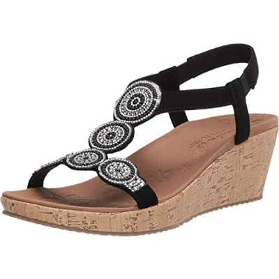 Imagen de Skechers Beverlee Date Glam Sandalias para mujer, Negro , 39 EU