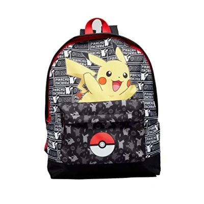 Imagen de Pokemon Pikachu Pokeball Mochila escolar para niños, color negro, Black