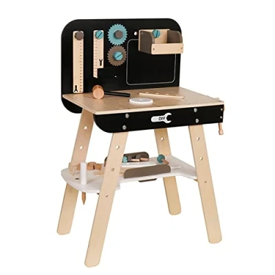 Imagen de TikTakToo Mesa de herramientas para niños madera con muchos accesorios, banco trabajo, juego taller