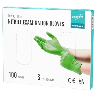 Imagen de EUROPAPA® 100 Guantes De Nitrilo Desechables, Desechables Nitrilo, Sin Polvo, LÁTex, No EstÉRiles, LÁTex (S, Verde)