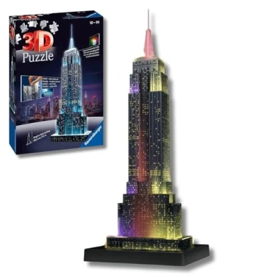 Imagen de Ravensburger 3D Puzzle Empire State Building Night Edition con Luces, 216 Piezas, 8+ Años