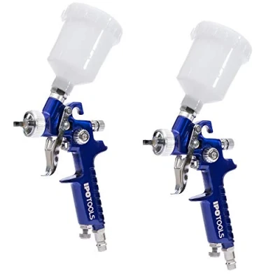 Imagen de 2 Mini pistola pulverizadora de pintura y pistolas HVLP 0,5 mm &amp; 1,0 acero inoxidable boquilla