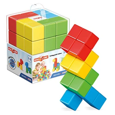 Imagen de Geomag Magicube 16 Cubos Bloques de Construcción Magnética para Niños Green Line Juguetes Educativos Plástico 100% Reciclado