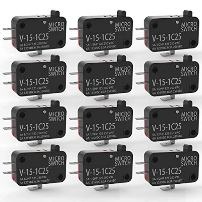 Imagen de Gebildet 12 Piezas 125V/250V 15A Momentáneo Micro Interruptor V 15 1C25, de límite SPDT 1 NO NC, 3 Patillas Botón, Snap Action