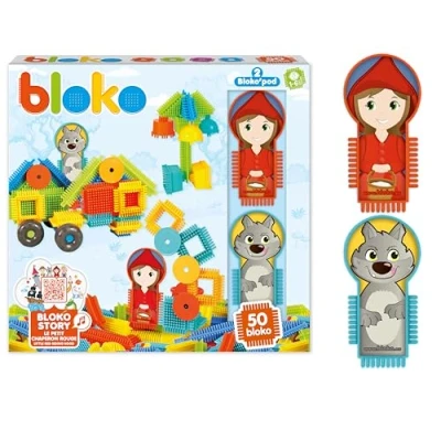 Imagen de BLOKO Estuche 50 BIoko con 2 Figuras sobre el Tema de la pequeña Caperucita Roja y Lobo a Partir 12 Meses Fabricado en Europa Juguete construcción 1ª Edad 503708