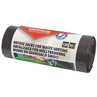 Imagen de Office Products 22025232 18 Bolsas de basura (120 L, 10 unidades/1 rollo, para separar residuos orgánicos, resistentes a la rotura, color marrón