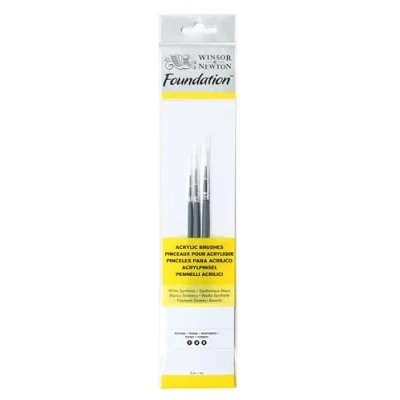 Imagen de Winsor &amp; Newton pinceles para acrílico Foundation, set de 3 Unidades, sintéticos, redondos nº 1, y 5