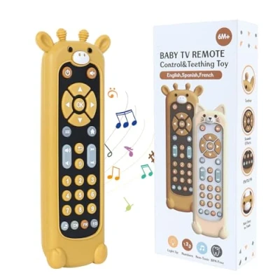Imagen de Orzbow Mando Bebé Juguete, Juguetes Musical Educativos con Diferentes Efectos de Sonido, Sensoriales para Recién Nacido Niño Niña Regalo, Funda Silicona