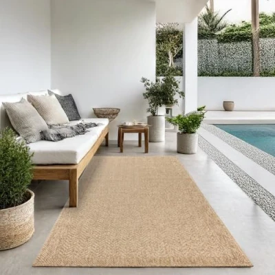 Imagen de the carpet Kansas Alfombra para Exterior e Interior con Aspecto de Yute Natural, Resistente a la Intemperie, Apta Patio y jardín, Naturaleza, 60 x 90 cm