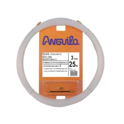 Imagen de Anguila Guía Pasacables Terminales Intercambiables Monofilamento Nylon Color Blanco Diámetro 3mm 25 metros