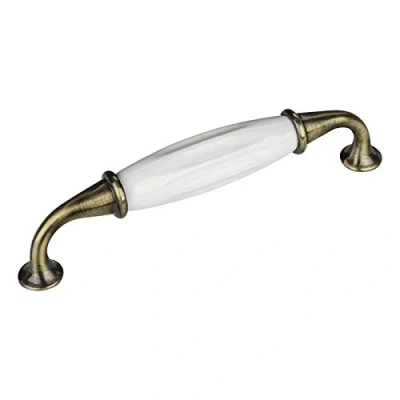 Imagen de 2x SO TECH® Tirador Porcelana JOHANNA Acabado Latón Antigua Distancia Agujero 128 mm de Mueble
