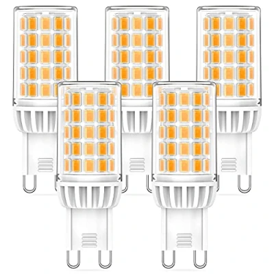 Imagen de 5 W G9 LED blanco cálido 2700 K, bombilla equivalente a halógena 40 50 60 CA 220 240 V, sin parpadeo, CRI 85+, ángulo de haz 360, 500 lm, no regulable, unidades