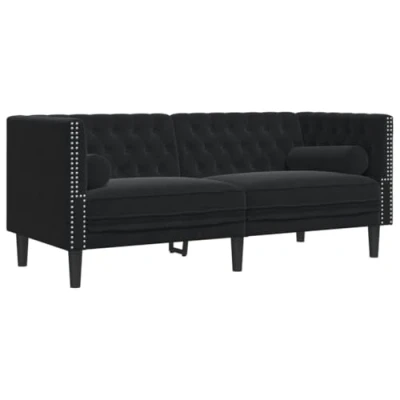 Imagen de vidaXL sofá Chesterfield 2 plazas con Cojines Terciopelo Negro, sofá, de plazas, Dos Terciopelo,