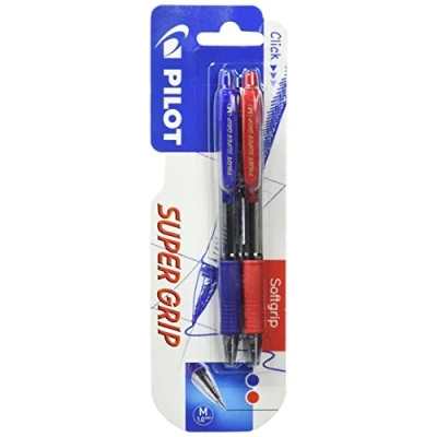 Imagen de Pilot Super Grip Set 2 bolígrafos, color azul y rojo Bolígrafo retractil Supergrip unidades